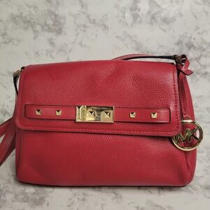 Michael Kors Addison Blossom Small Messenger Bag Red Studs Hot Purse